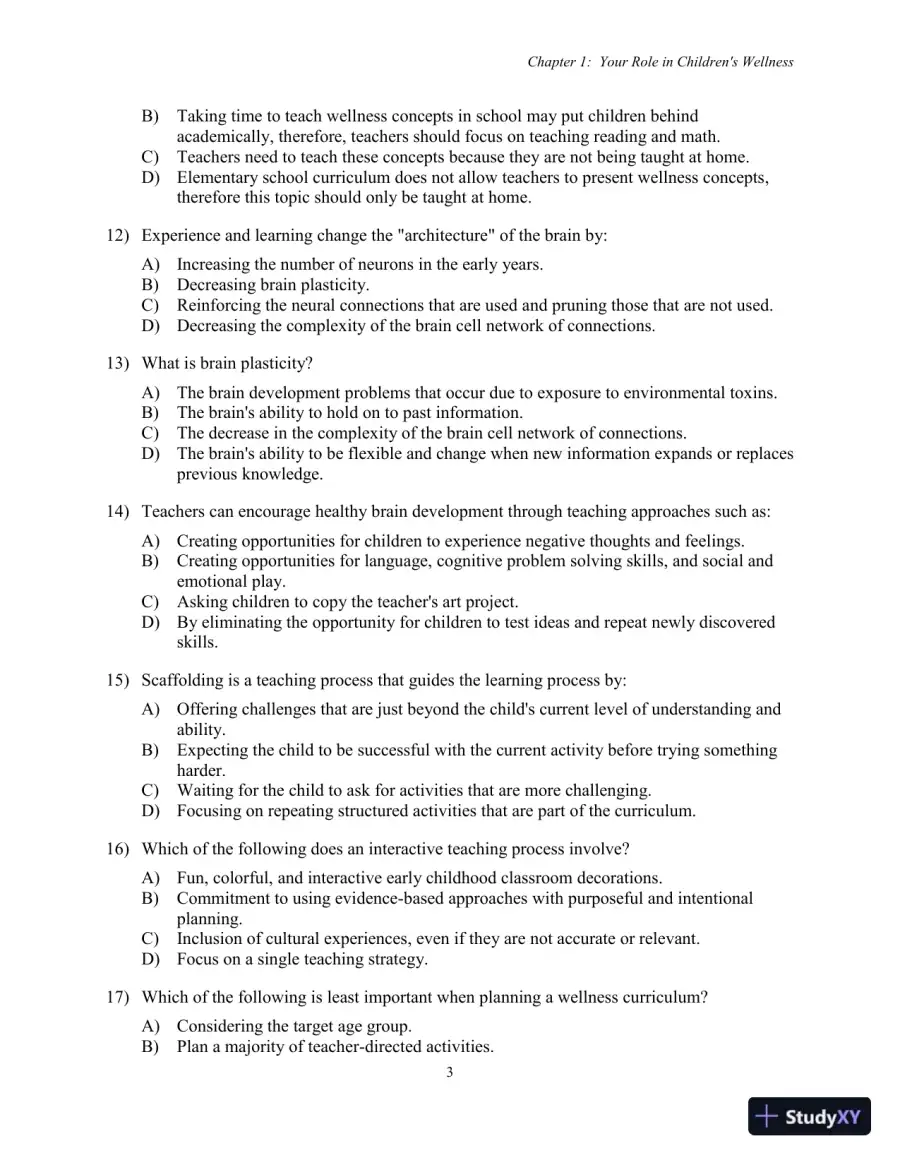 Test Bank for Nutrition, Health and Safety for Young Children: Promoting Wellness, 3rd Edition, page 6