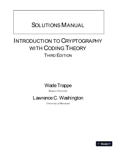 Solution Manual for Introduction to Cryptography with Coding Theory, 3rd Edition - Page 1 preview image