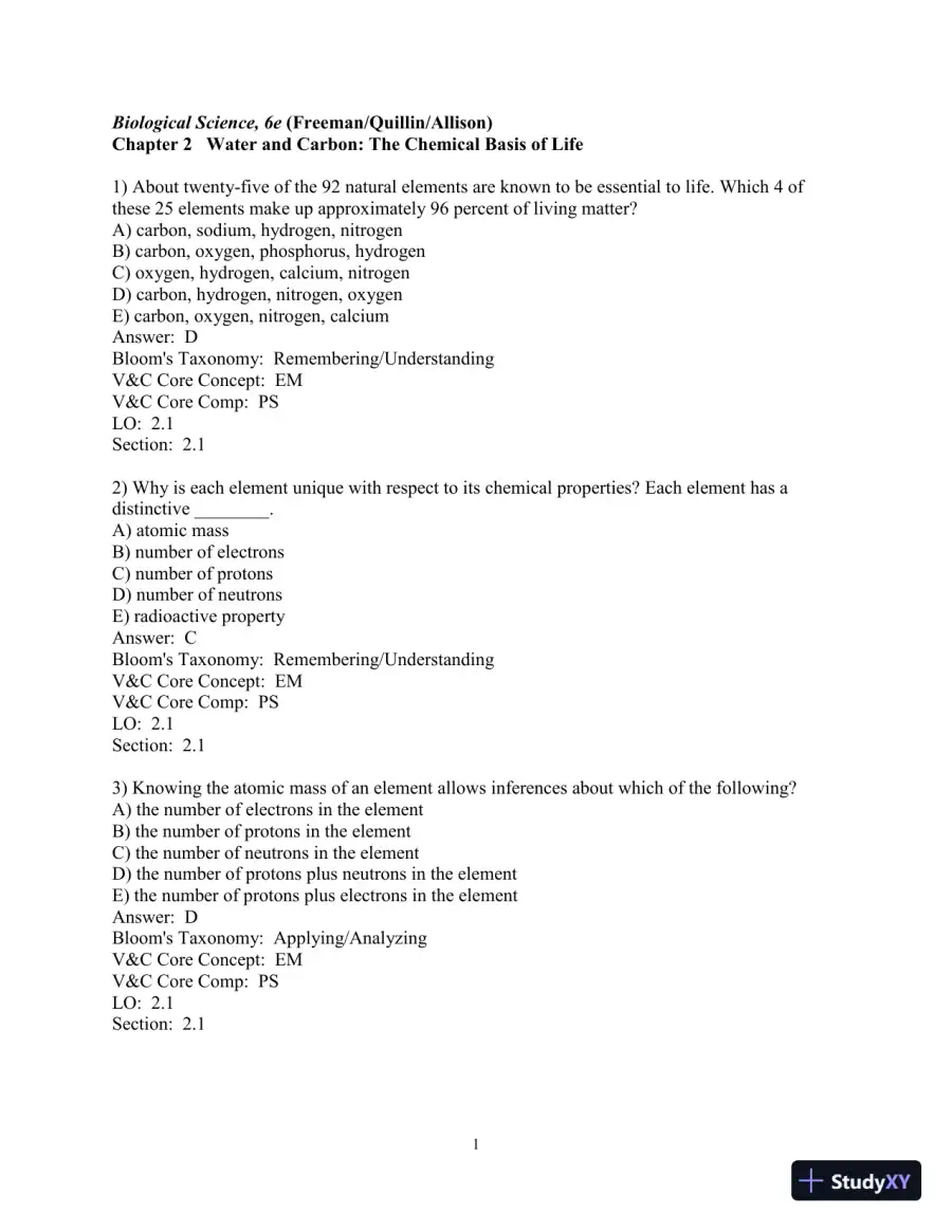 Test Bank for Biological Science, 6th Edition, page 16