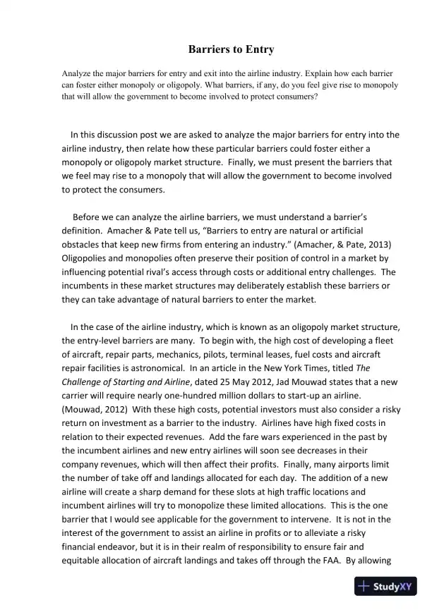 Barriers to Entry - Page 1 preview image