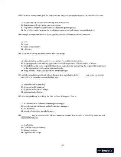 Test Bank For Strategic Management: Text And Cases, 8th Edition - Page 12 preview image