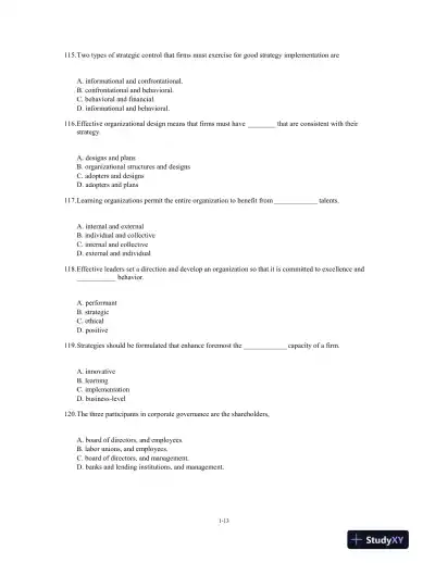 Test Bank For Strategic Management: Text And Cases, 8th Edition - Page 14 preview image