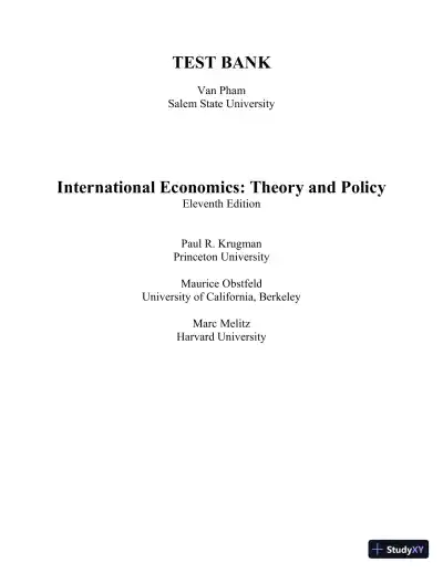 Test Bank for International Finance: Theory and Policy, 11th Edition - Page 1 preview image
