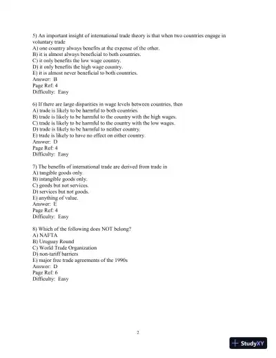 Test Bank for International Finance: Theory and Policy, 11th Edition - Page 4 preview image