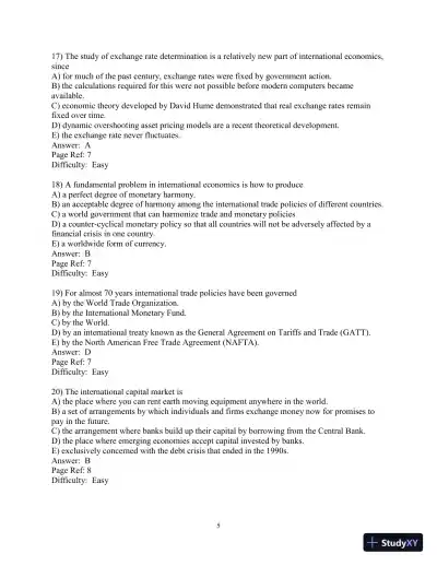 Test Bank for International Finance: Theory and Policy, 11th Edition - Page 7 preview image