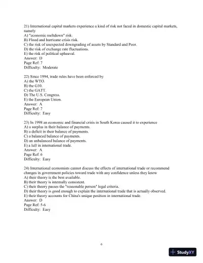 Test Bank for International Finance: Theory and Policy, 11th Edition - Page 8 preview image