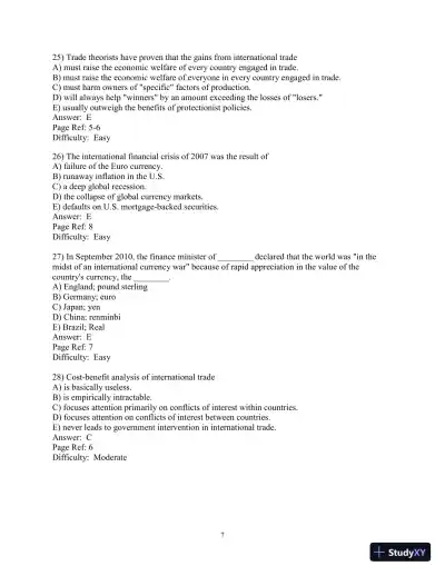 Test Bank for International Finance: Theory and Policy, 11th Edition - Page 9 preview image