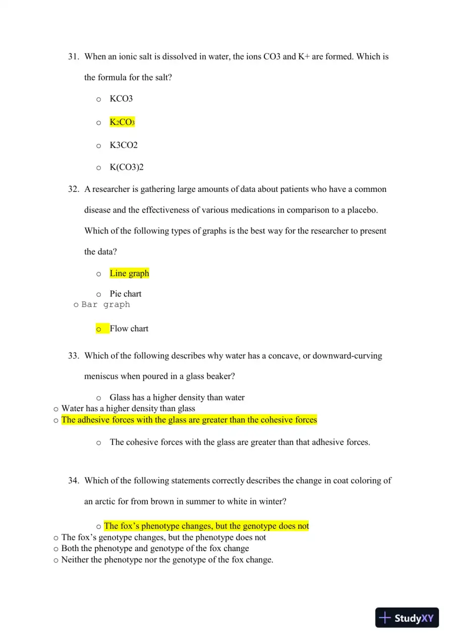 2023-2024 ATI TEAS 7 Science Versions 1-3 Actual Exam with Answers (44 Solved Questions), page 10