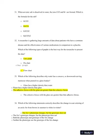 2023-2024 ATI TEAS 7 Science Versions 1-3 Actual Exam with Answers (44 Solved Questions) - Page 10 preview image