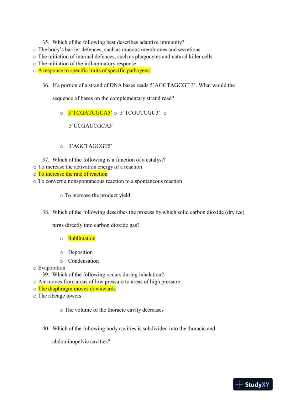 2023-2024 ATI TEAS 7 Science Versions 1-3 Actual Exam with Answers (44 Solved Questions), page 11