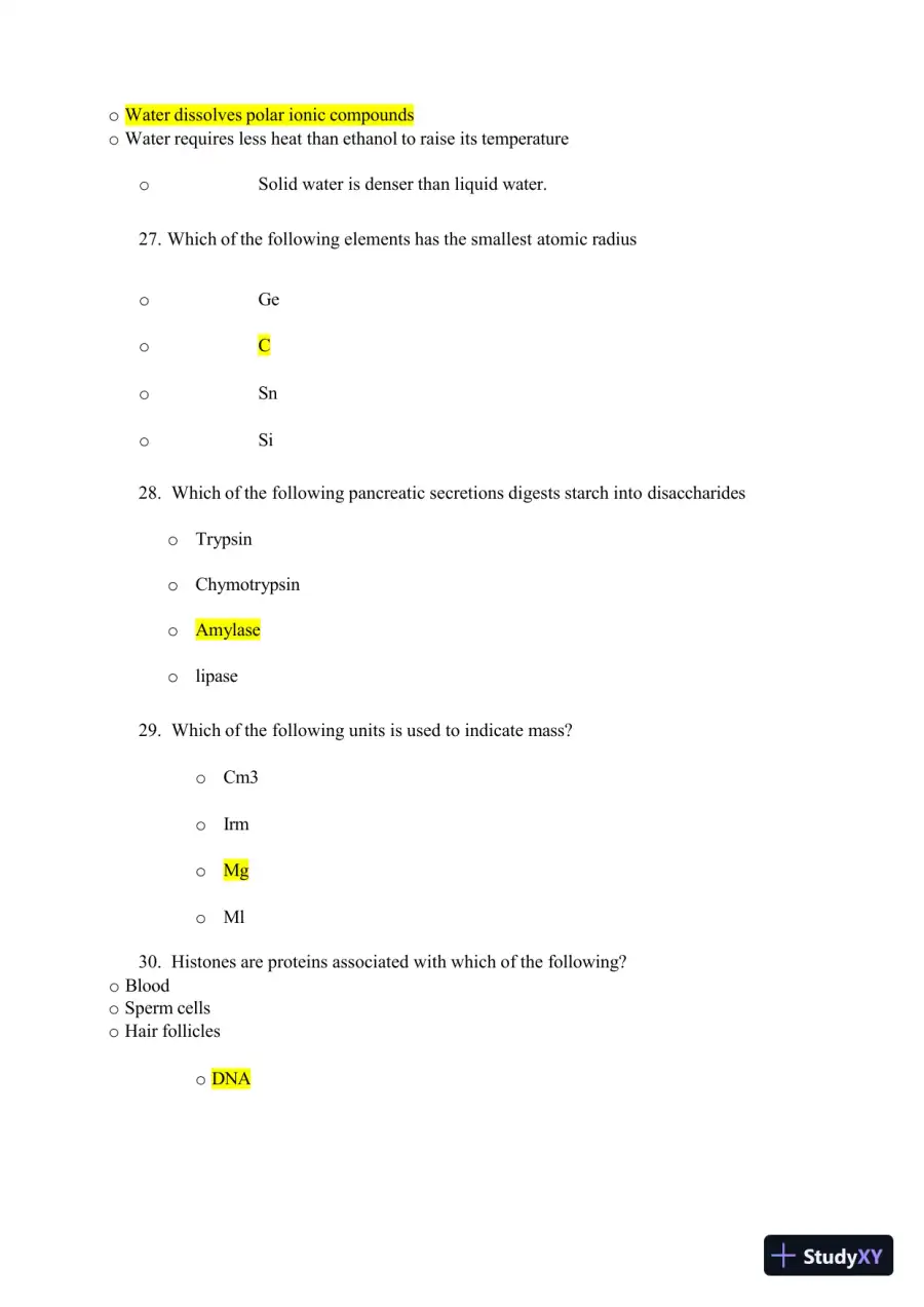 2023-2024 ATI TEAS 7 Science Versions 1-3 Actual Exam with Answers (44 Solved Questions), page 9