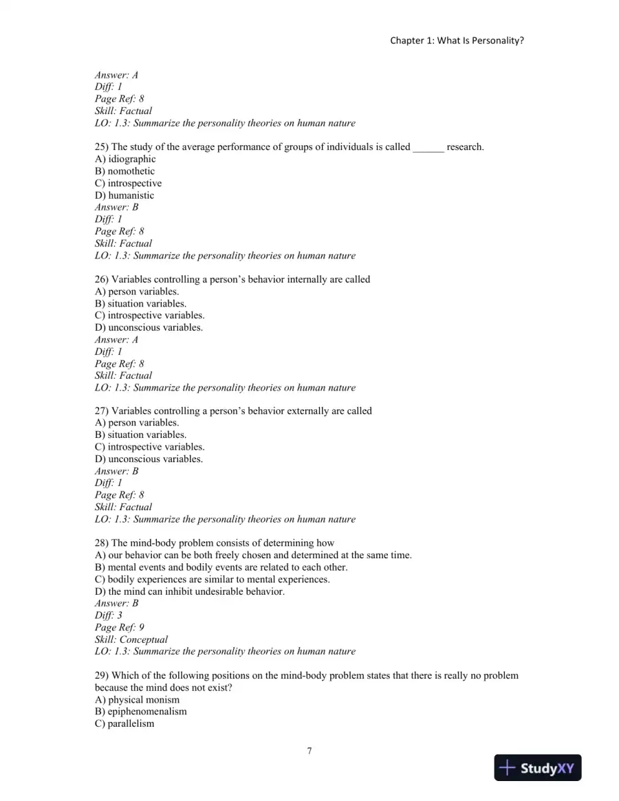 Test Bank for An Introduction to Theories of Personality, 9th Edition, page 10
