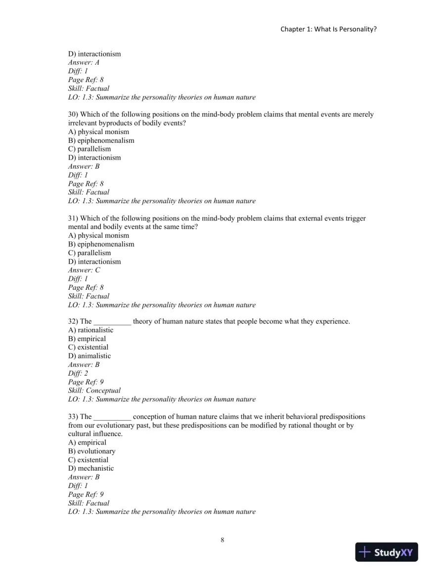 Test Bank for An Introduction to Theories of Personality, 9th Edition, page 11