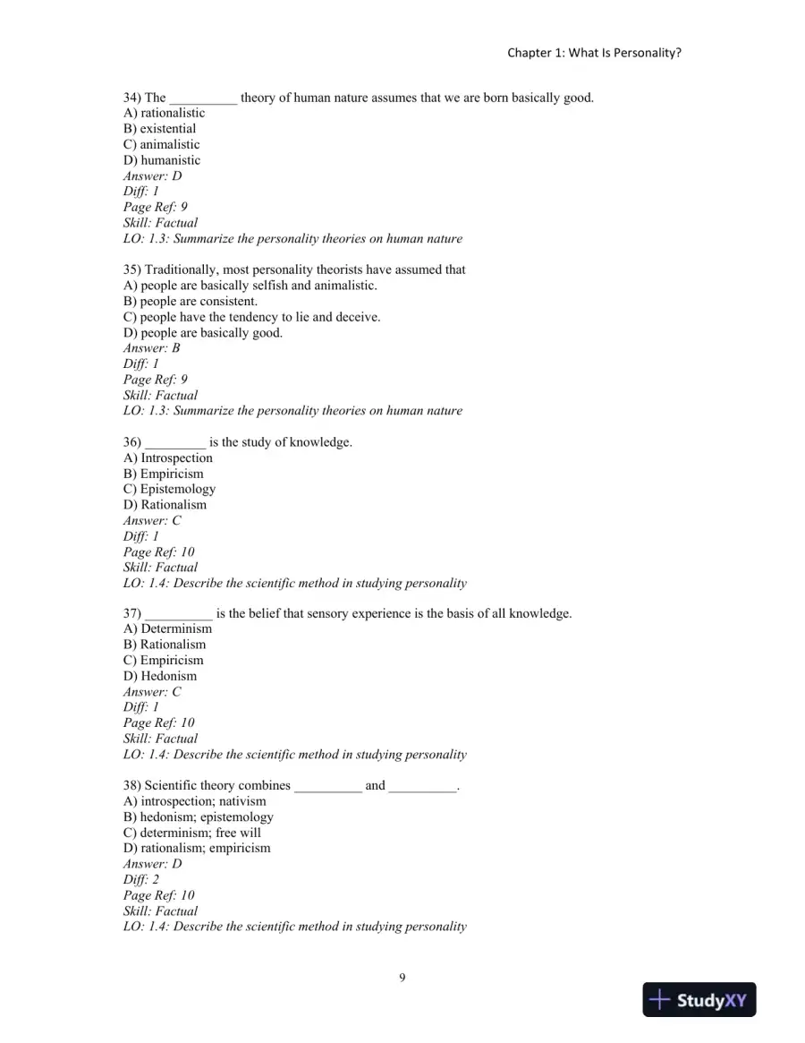 Test Bank for An Introduction to Theories of Personality, 9th Edition, page 12