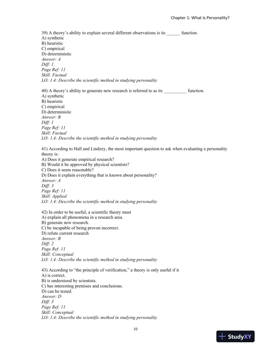 Test Bank for An Introduction to Theories of Personality, 9th Edition, page 13