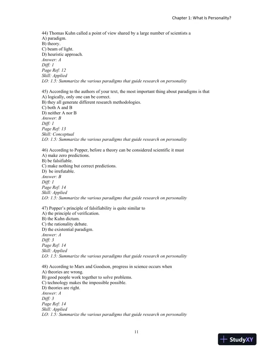 Test Bank for An Introduction to Theories of Personality, 9th Edition, page 14