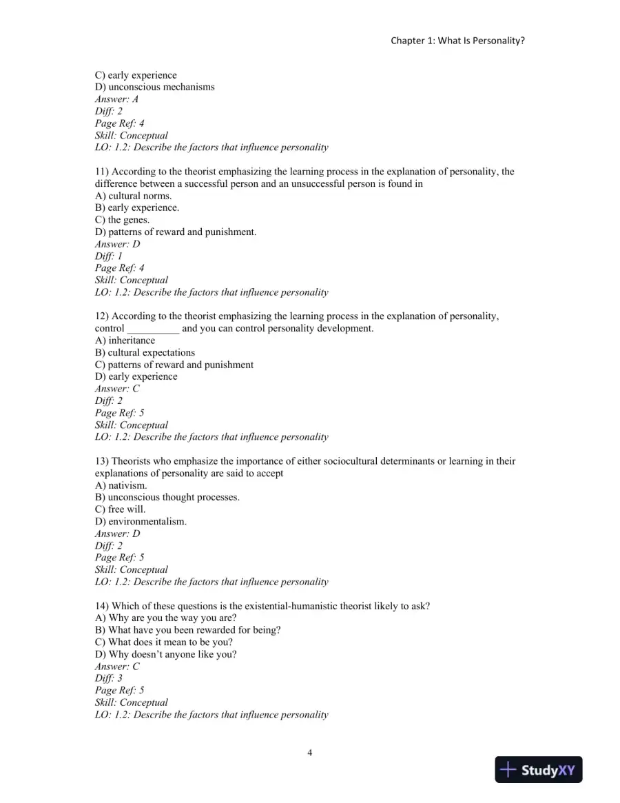 Test Bank for An Introduction to Theories of Personality, 9th Edition, page 7