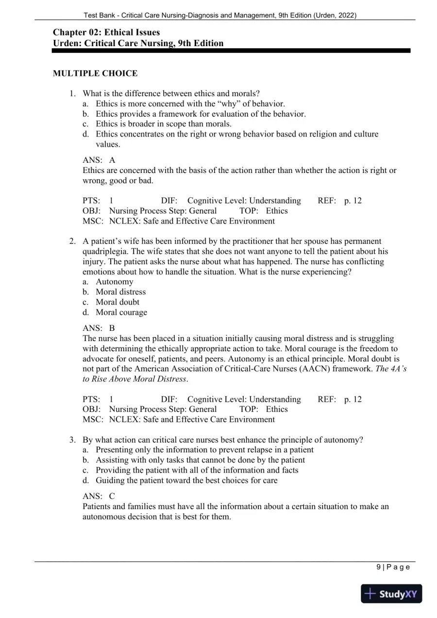 Test Bank for Critical Care Nursing: Diagnosis and Management, 9th Edition (Chapters 1-27), page 12