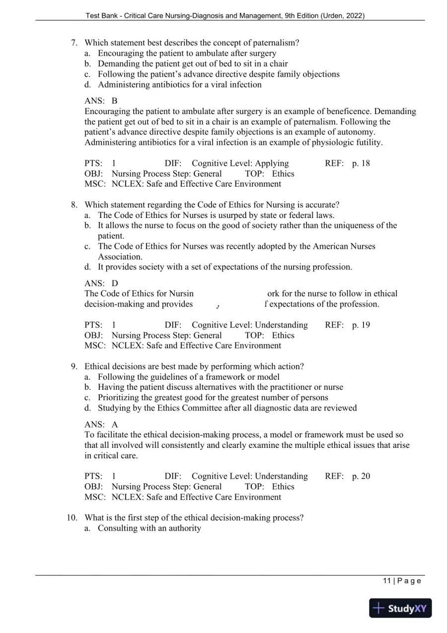 Test Bank for Critical Care Nursing: Diagnosis and Management, 9th Edition (Chapters 1-27), page 14