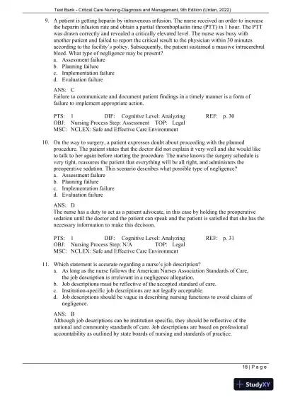 Test Bank for Critical Care Nursing: Diagnosis and Management, 9th Edition (Chapters 1-27) - Page 21 preview image