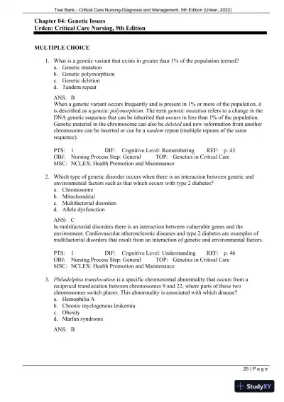 Test Bank for Critical Care Nursing: Diagnosis and Management, 9th Edition (Chapters 1-27) - Page 28 preview image