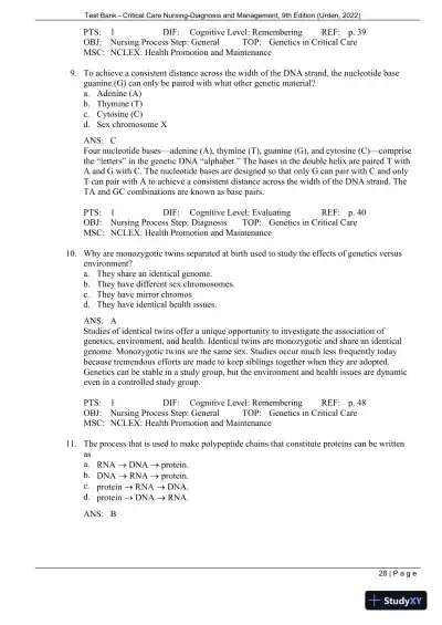 Test Bank for Critical Care Nursing: Diagnosis and Management, 9th Edition (Chapters 1-27) - Page 31 preview image