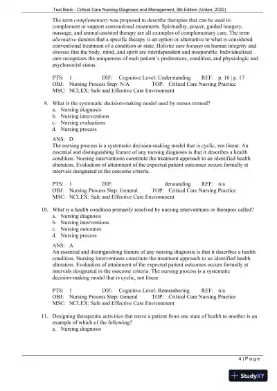 Test Bank for Critical Care Nursing: Diagnosis and Management, 9th Edition (Chapters 1-27) - Page 7 preview image