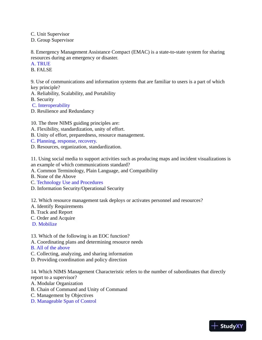 FEMA Management Information System Practice Exam With Answers (59 Solved Questions), page 3