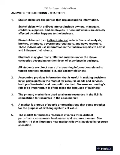 Solution Manual for Introductory Financial Accounting for Business, 2nd Edition - Page 1 preview image