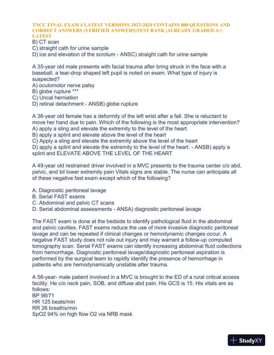 2023-2024 TNCC Final Exam 4 with Answers (1343 Solved Questions), page 10