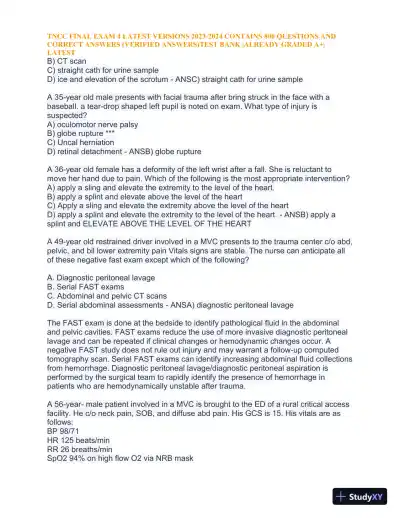 2023-2024 TNCC Final Exam 4 with Answers (1343 Solved Questions) - Page 10 preview image