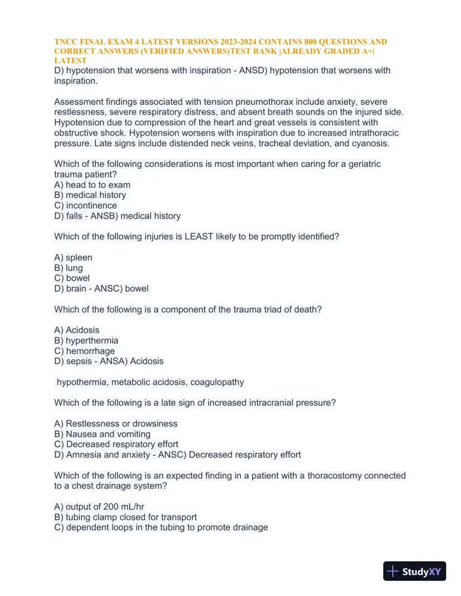 2023-2024 TNCC Final Exam 4 with Answers (1343 Solved Questions), page 17