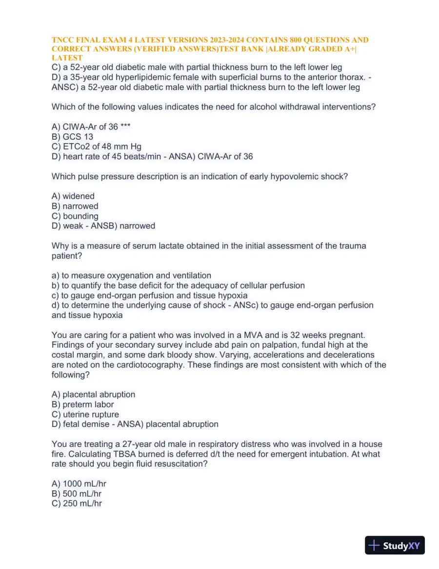 2023-2024 TNCC Final Exam 4 with Answers (1343 Solved Questions), page 19