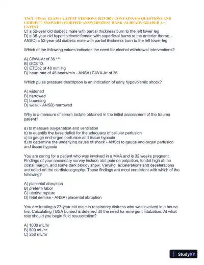 2023-2024 TNCC Final Exam 4 with Answers (1343 Solved Questions) - Page 19 preview image