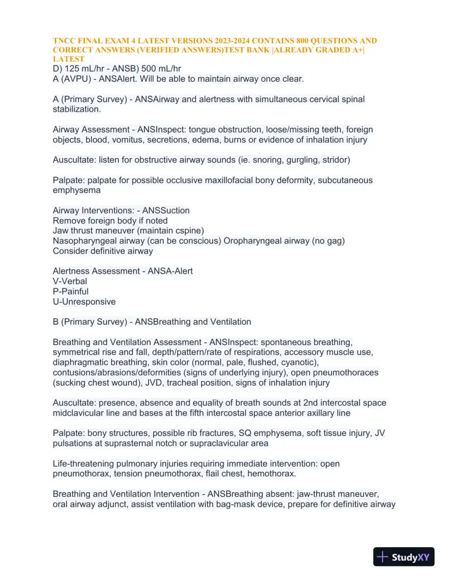 2023-2024 TNCC Final Exam 4 with Answers (1343 Solved Questions), page 20