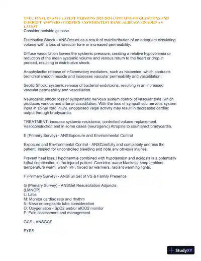 2023-2024 TNCC Final Exam 4 with Answers (1343 Solved Questions) - Page 23 preview image