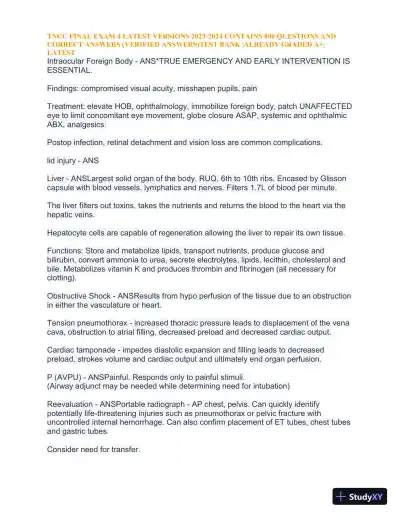 2023-2024 TNCC Final Exam 4 with Answers (1343 Solved Questions) - Page 26 preview image