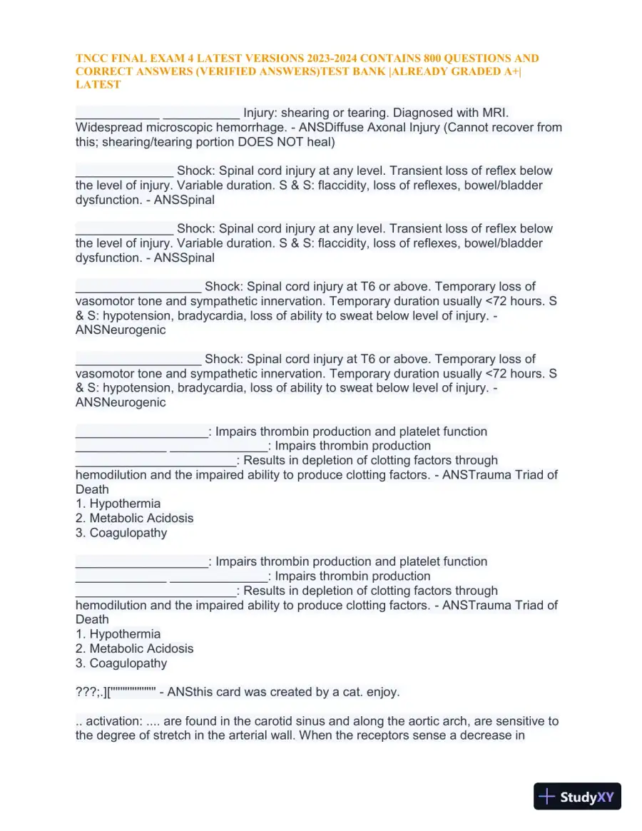 2023-2024 TNCC Final Exam 4 with Answers (1343 Solved Questions), page 28