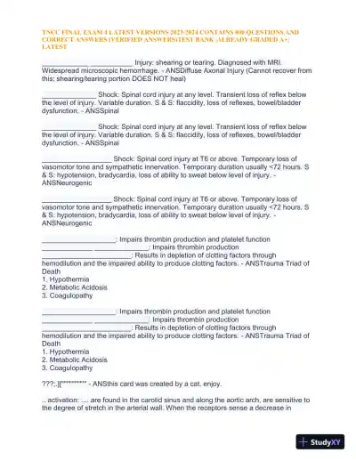 2023-2024 TNCC Final Exam 4 with Answers (1343 Solved Questions) - Page 28 preview image