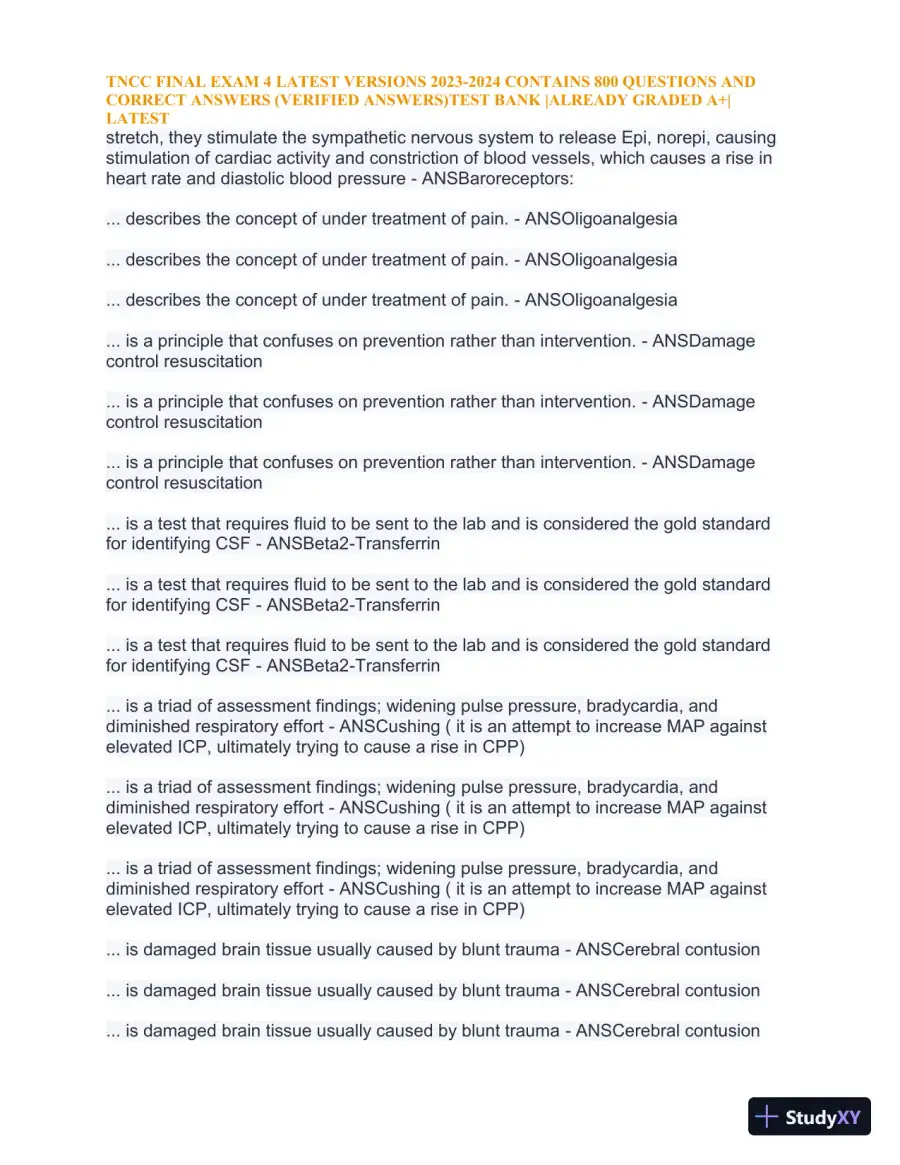 2023-2024 TNCC Final Exam 4 with Answers (1343 Solved Questions), page 29