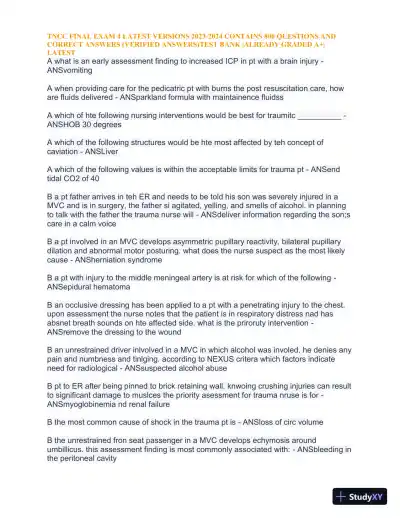 2023-2024 TNCC Final Exam 4 with Answers (1343 Solved Questions) - Page 3 preview image