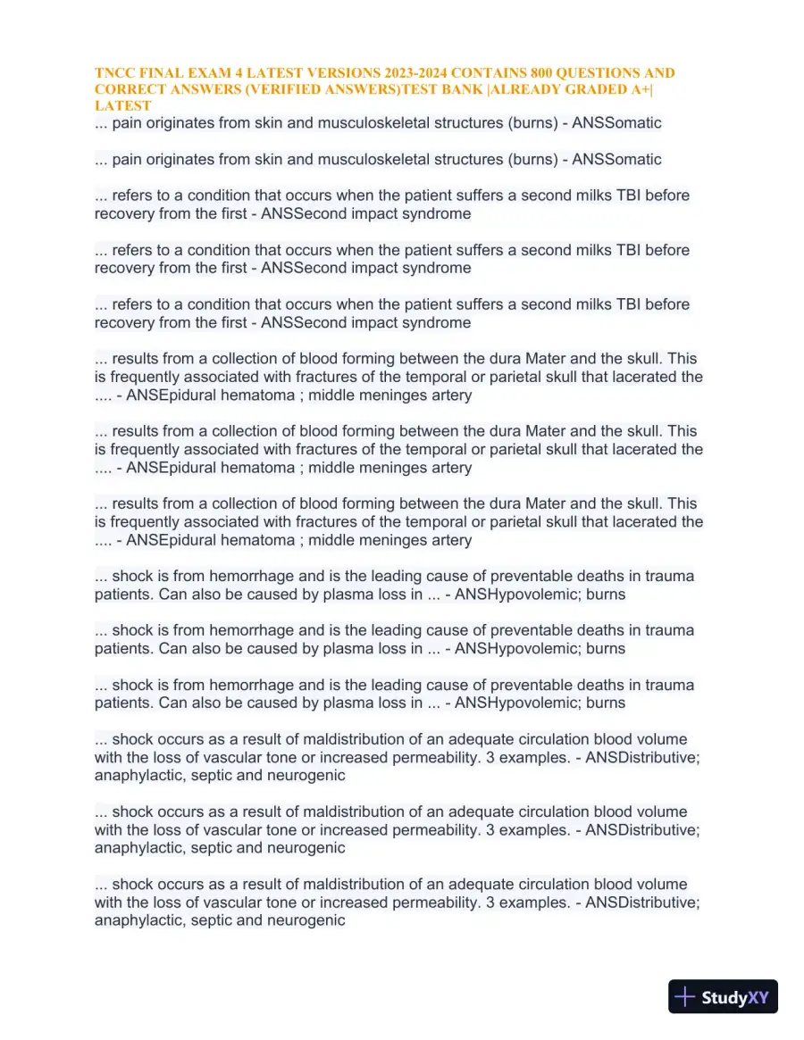 2023-2024 TNCC Final Exam 4 with Answers (1343 Solved Questions), page 31