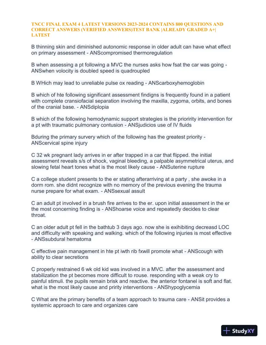2023-2024 TNCC Final Exam 4 with Answers (1343 Solved Questions), page 4