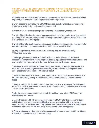 2023-2024 TNCC Final Exam 4 with Answers (1343 Solved Questions) - Page 4 preview image