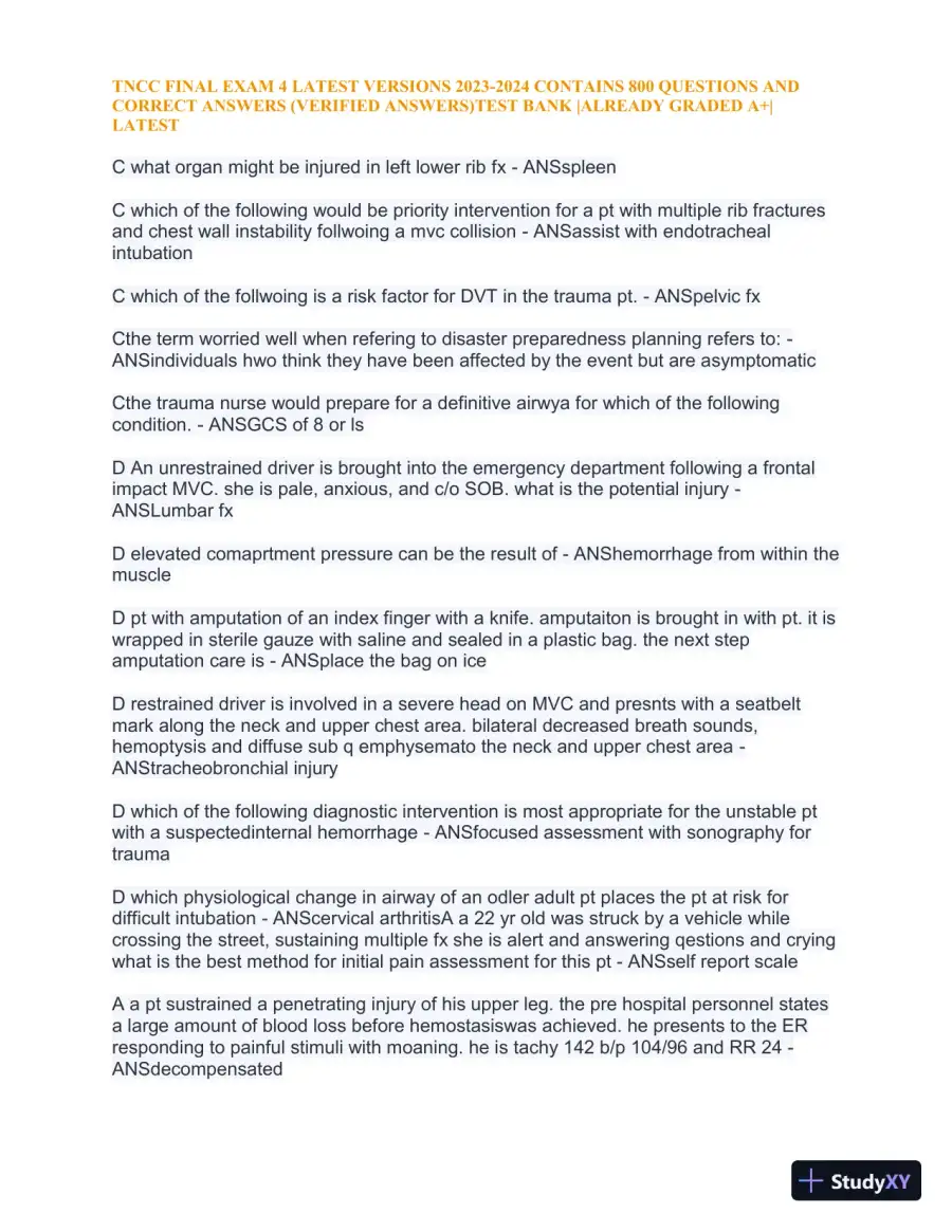 2023-2024 TNCC Final Exam 4 with Answers (1343 Solved Questions), page 5