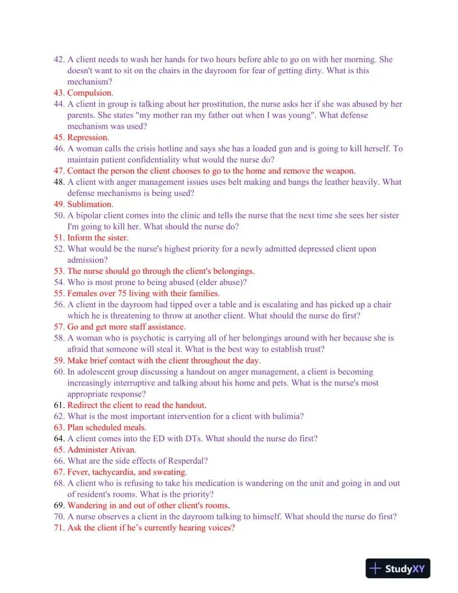 2017 HESI RN Mental Health Testbanks Version 3 With Answers (146 Solved Questions), page 3