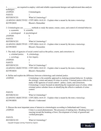Criminology: Theories, Patterns and Typologies 13th Edition Test Bank - Page 1 preview image