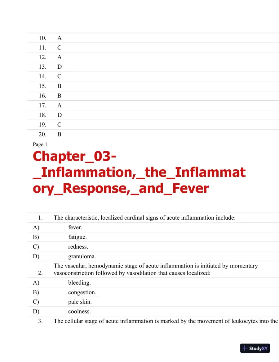 Test Bank For Essentials Of Pathophysiology: Concepts Of Altered Health States Third, North American Edition, page 11