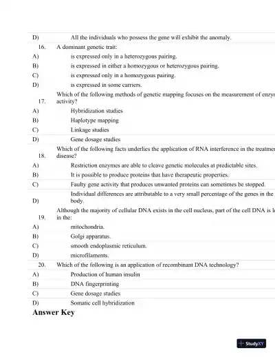 Test Bank For Essentials Of Pathophysiology: Concepts Of Altered Health States Third, North American Edition - Page 22 preview image