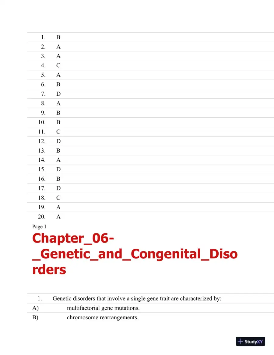 Test Bank For Essentials Of Pathophysiology: Concepts Of Altered Health States Third, North American Edition, page 23
